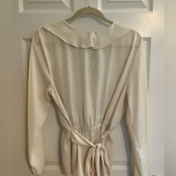 Cream Ruffle Wrap Top - Picture 2 of 5